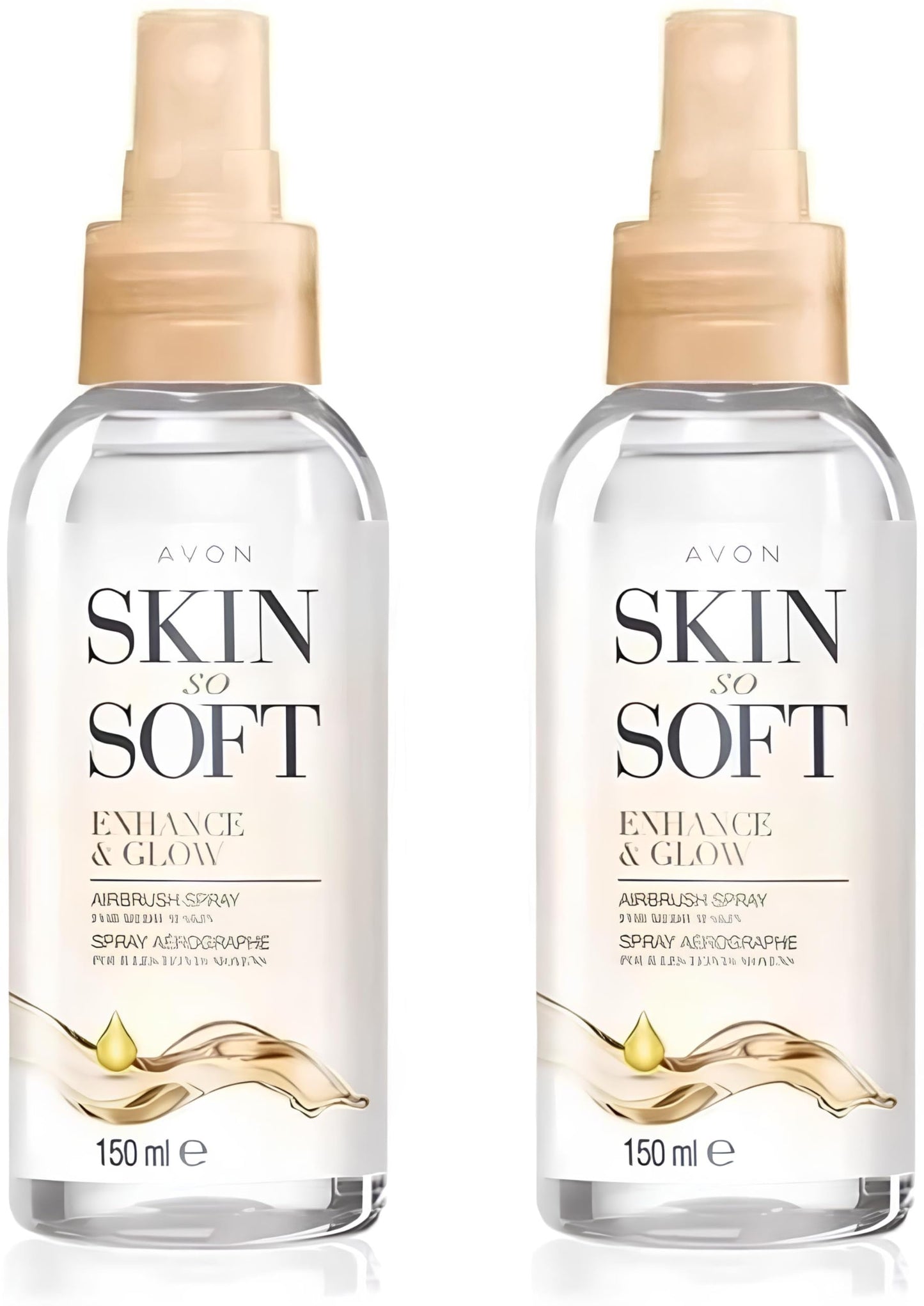 AVON SKIN SO SOFT Enhance & Glow Airbrush Tanning Spray, 150ml, Sun-Kissed Glow, Quick Drying 150 ML (2-PACK)