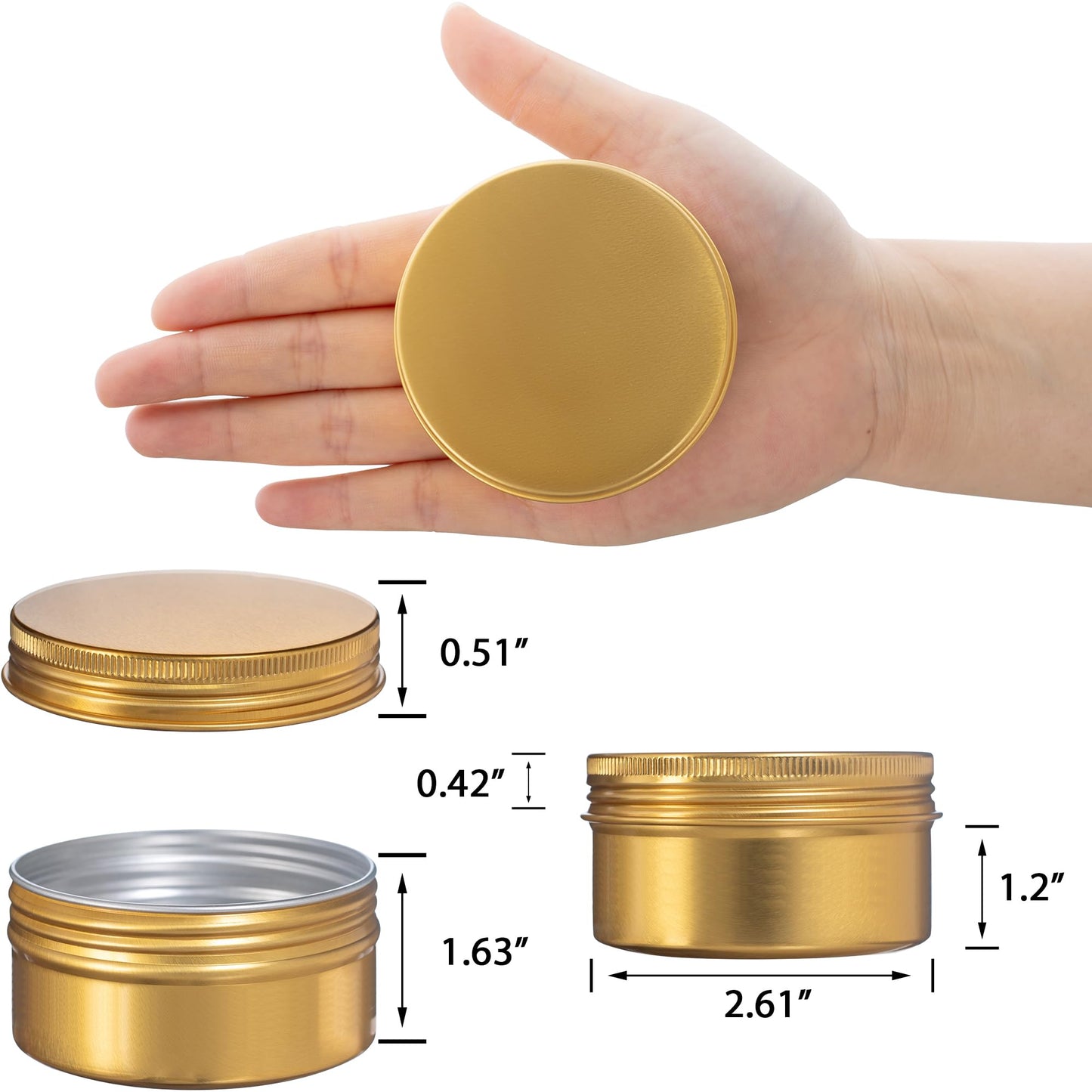 4 oz (120ml) Gold Screw Top Aluminum Tins with Labels, 24 Pack