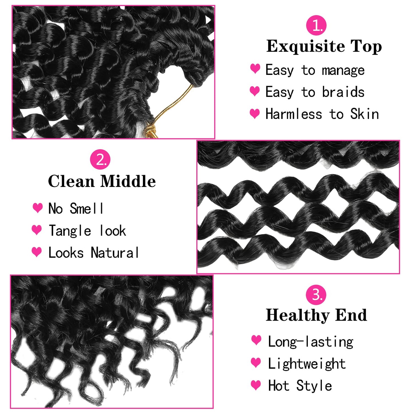 Ubeleco Short Passion Twist Hair 14 Inch 154 Strands Water Wave Crochet Hair 7 Packs Passion Twist Crochet Hair for Black Women Spring Twists Curly Braiding Hair Extensions (14 Inch,1B)