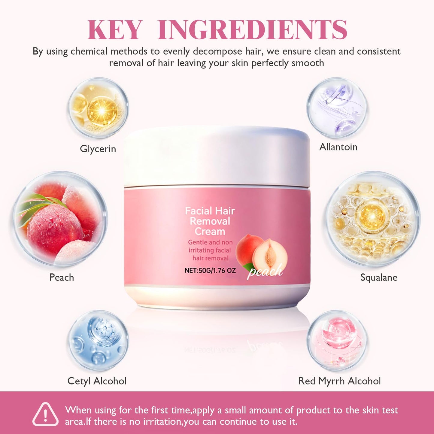 2PC Facial Hair Removal Cream, Natural Aloe Vera & Chamomile Quick Gentle Fast-Acting Hair Remover Cream for Face & Lip, Moisturizing Nourishing Non-sticky, Effectively smooths skin (2)