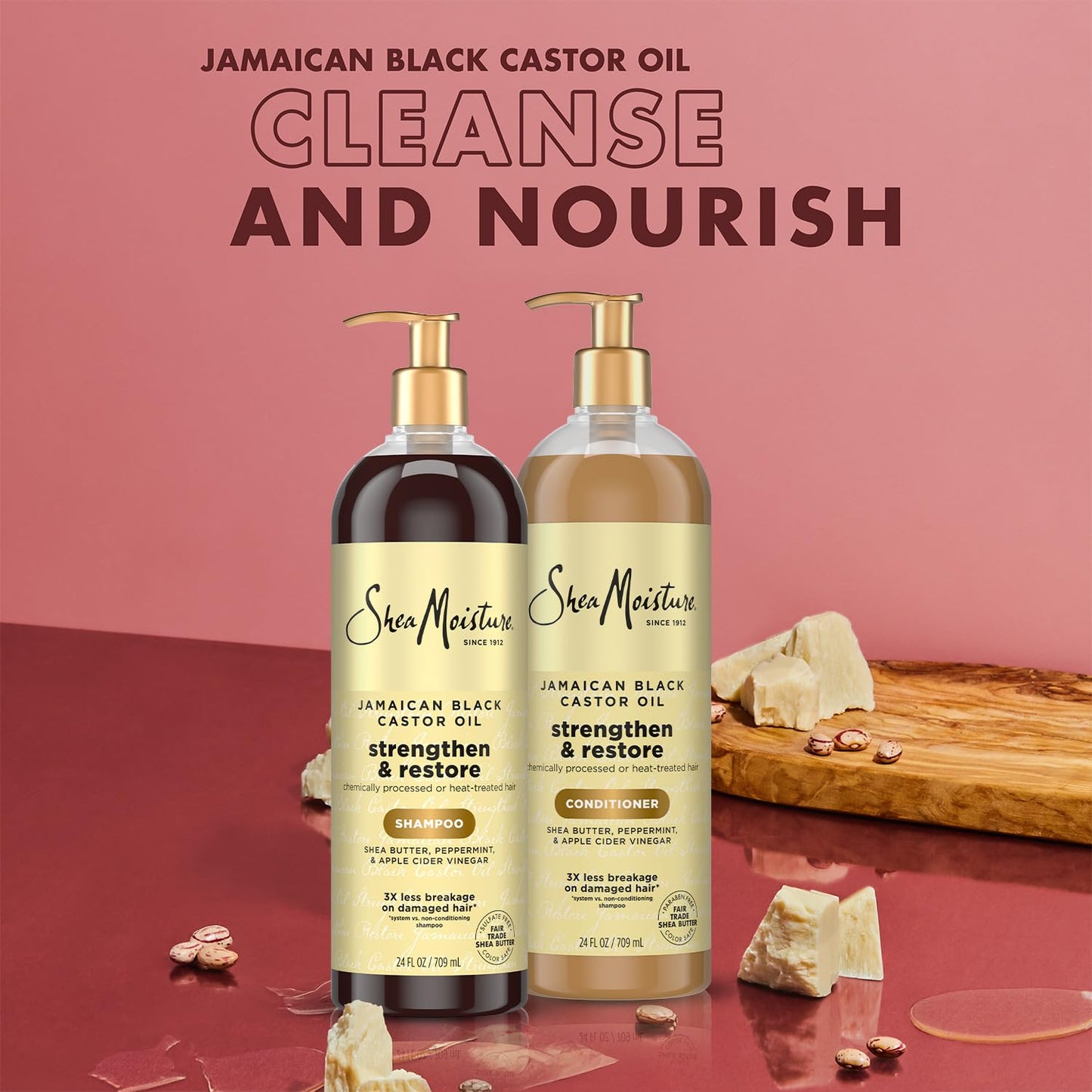 Jamaican Black Castor Oil Shampoo & Conditioner Set - Strengthen & Restore | 24 Oz Each