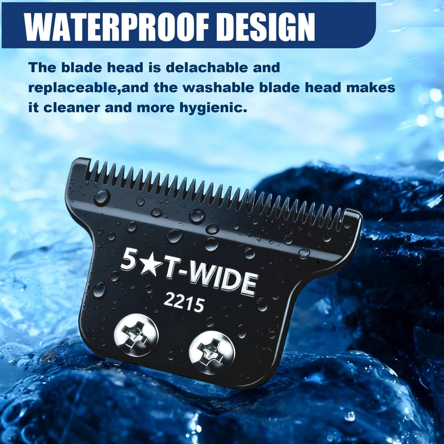2215 T Wide Detailer Replacement Blades for Wahl 5 Star Serise Detailer Li Trimmer 8081 and 8171 Models (Black)