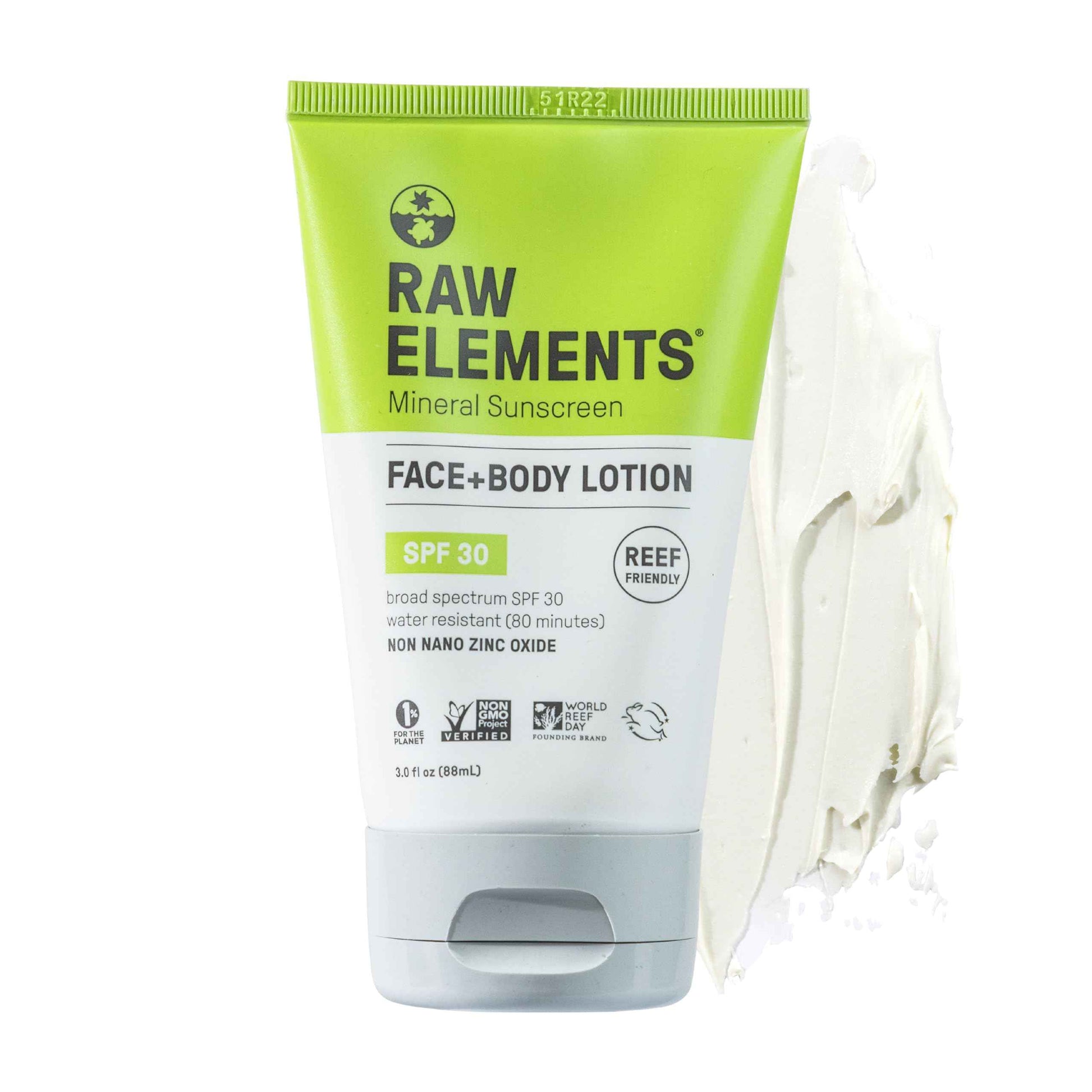 Raw Elements Face and Body Mineral Sunscreen SPF 30 Tube, Organic Sunblock Daily Protection, Non Toxic Reef Safe, Water Resistant, Cruelty Free, 3 oz (Pack of 1)