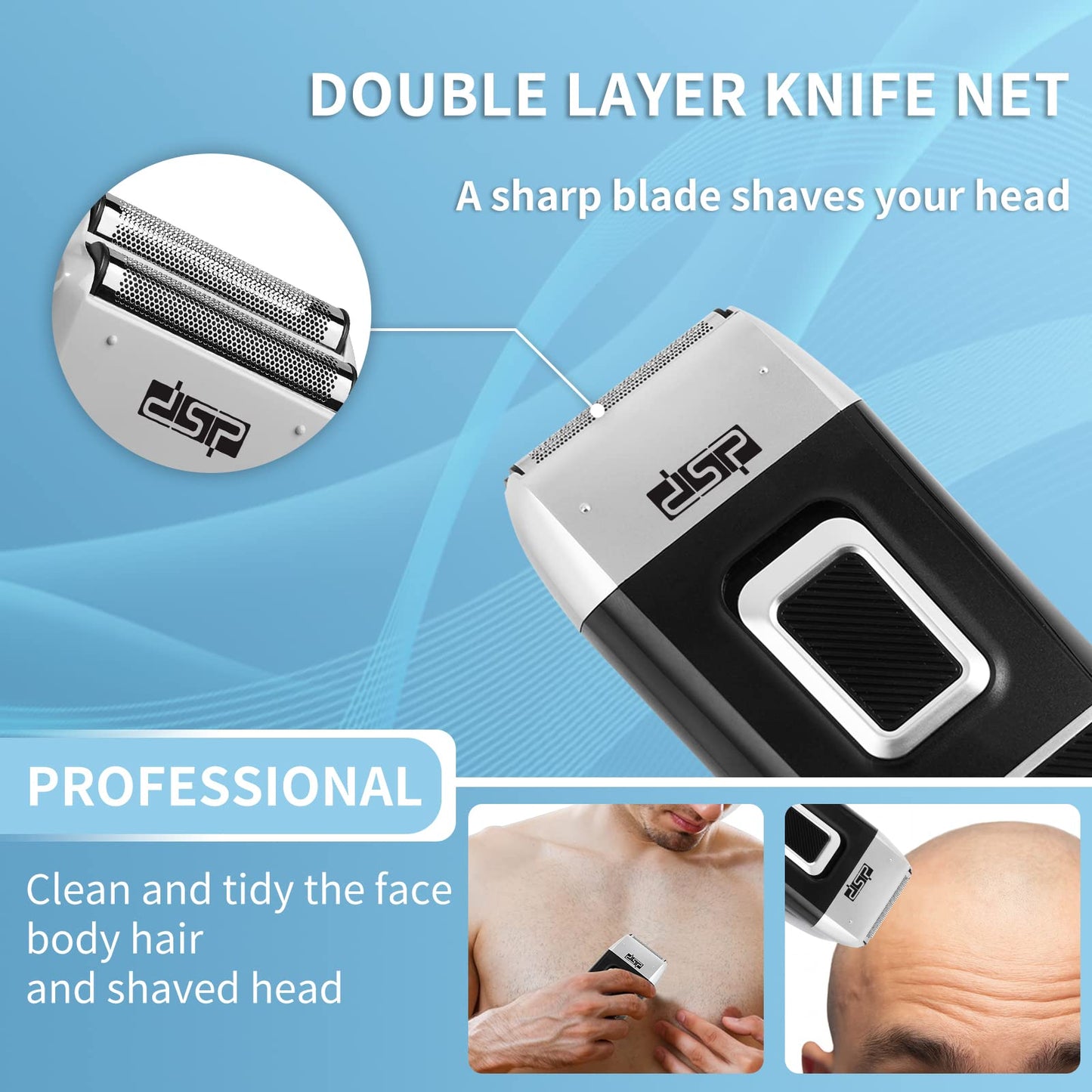 DSP® Bald Head Shaver for Men Bald Shaver for Men Waterproof Razor for Shaving Electric Cordless Rechargeable Black