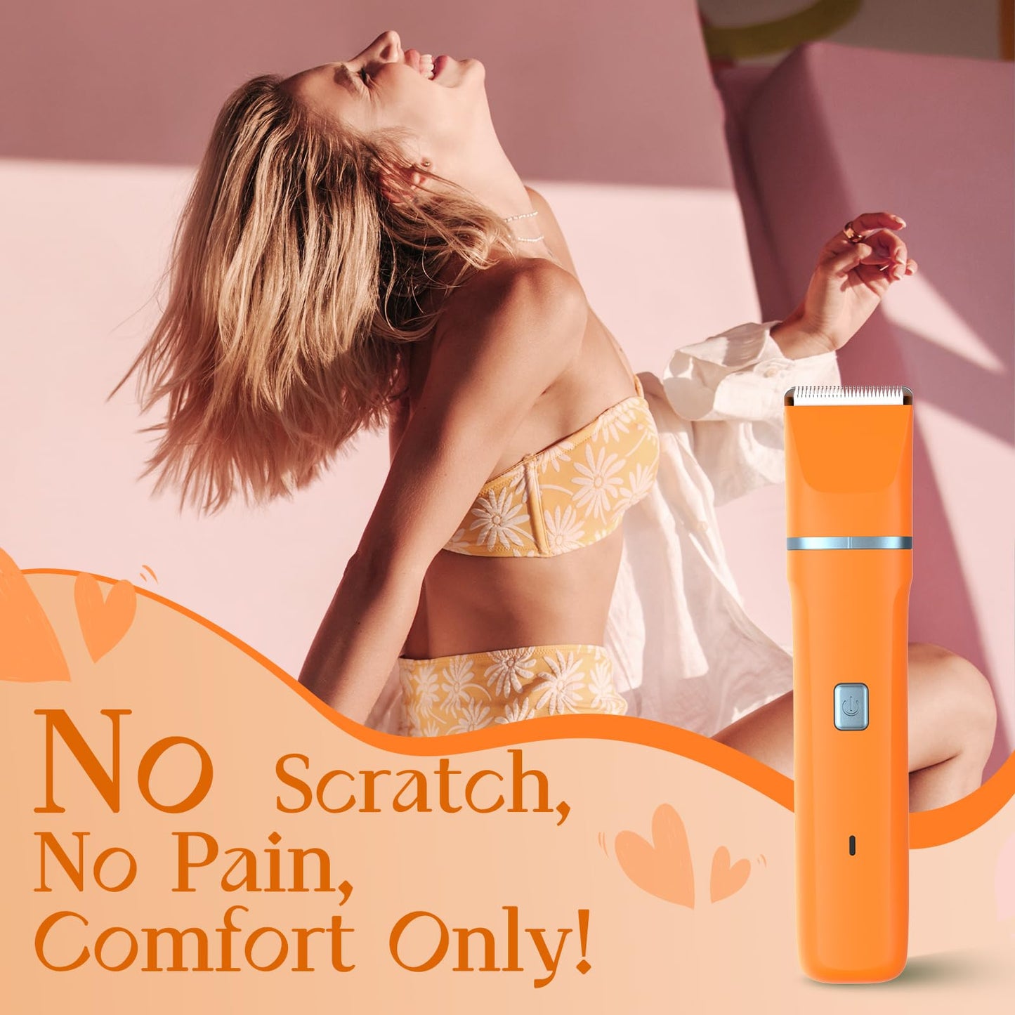 Facial Hair Removal for Women - Waterproof 2 in 1 Rechargeable Eyebrow and Bikini Trimmer for Women, Painless Electric Razor/Shaver for Lip, Arms, Face, Peach Fuzz
