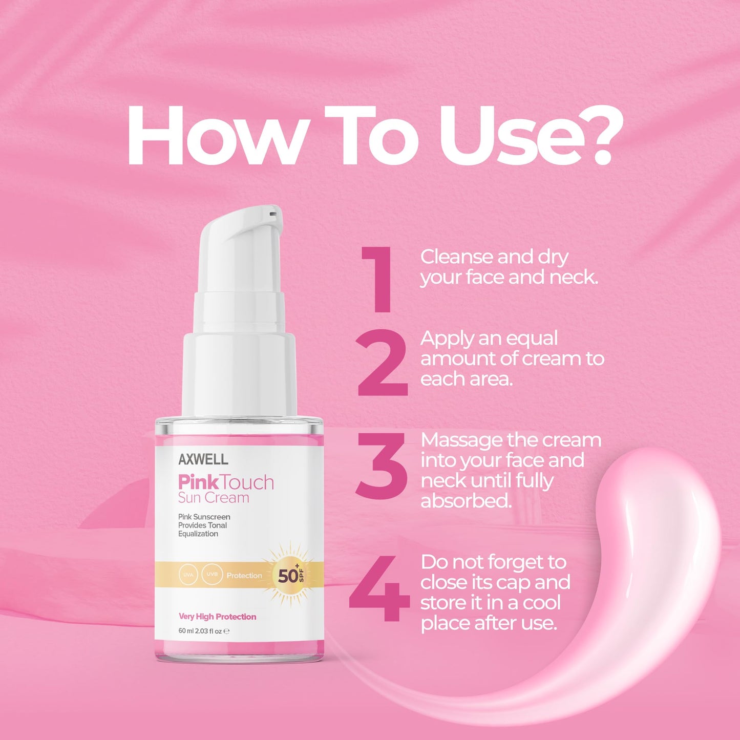 AXWELL Pink Touch Tone Evening Pink Sunscreen, SPF 50+ Daily Sunscreen, Water Resistant, UVA/UVB Very High Protection(60 ml, 2.03 fl.oz)