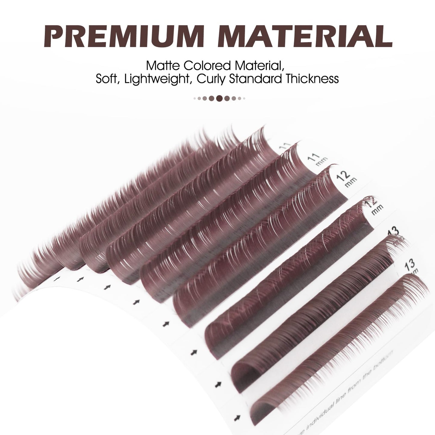 NATUHANA Colored Volume Eyelash Extensions 0.07mm D Curl 8-15mm Mixed & Single Length Tray Soft Individual Lashes, Professional Supplies for Lash Techs(Burgundy,0.07 D,8-15 MIX)