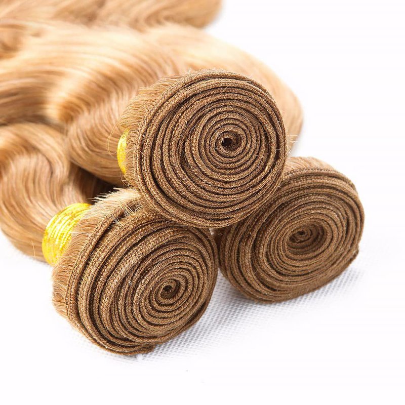 Honey Blonde Human Hair Bundles - 16, 18, 20 Inch Body Wave Extensions | 100% Unprocessed Virgin Hair #27
