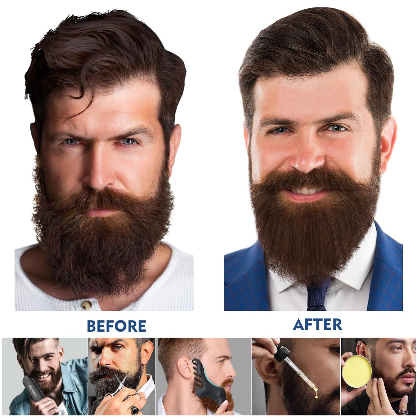 FEBOTE Beard Straightener Kit for Man- Heated Grooming Beard Brush, Beard Balm,Comb,Beard Growth Oil, Value Gift Set for Fathers Day,No-Scald,for Soft,Thick,Curly Beard,Prevent Damage