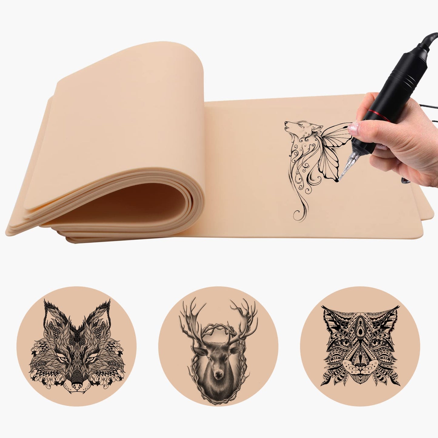 Blank Tattoo Practice Skins - Autdor 10Pcs Fake Tattoo Skin Double Sides 8x6" Fake Skin Tattooing and Microblading Eyebrow Practice Skin for Tattooing Supplies Beginners and Experienced Artists