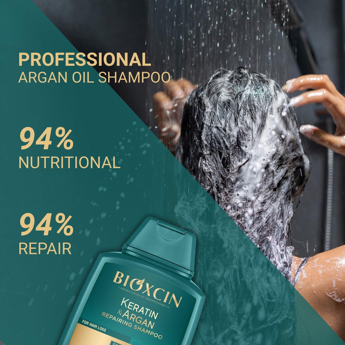 Keratin Shampoo and Argan Oil Shampoo Bond Repair Anti-Hair Loss and Growth Care Sulfate Free Biotin Hair Care Strengthening and Nourishing Formula for Dry, Damaged, Gray or Dyed Hair 300 ml x 3