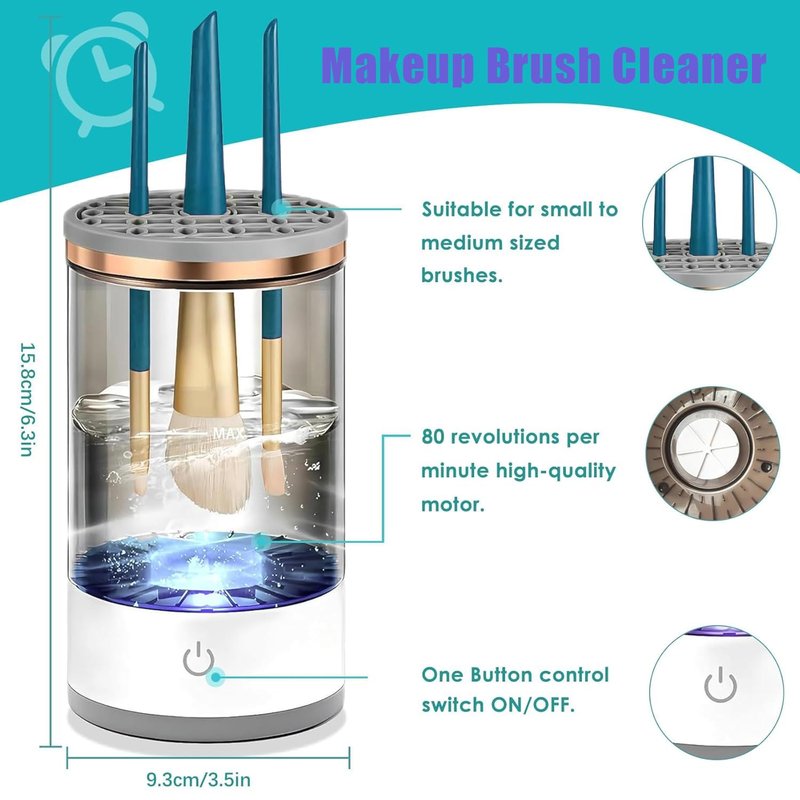 Electric Makeup Brush Cleaner Machine, 2025 Upgrade Cosmetic Brush Cleaner, Deep Cleaning All Types of Brushes, Keeps Brushes Hygienic and Skin Healthy