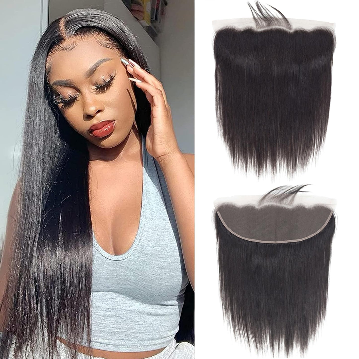 Ear To Ear Lace Frontal Closure Straight Frontal Lace Human Hair 18inch Brazilian Virgin Hair 13X4 Lace Frontal Closures Pre Plucked With Baby Hair for Black Women