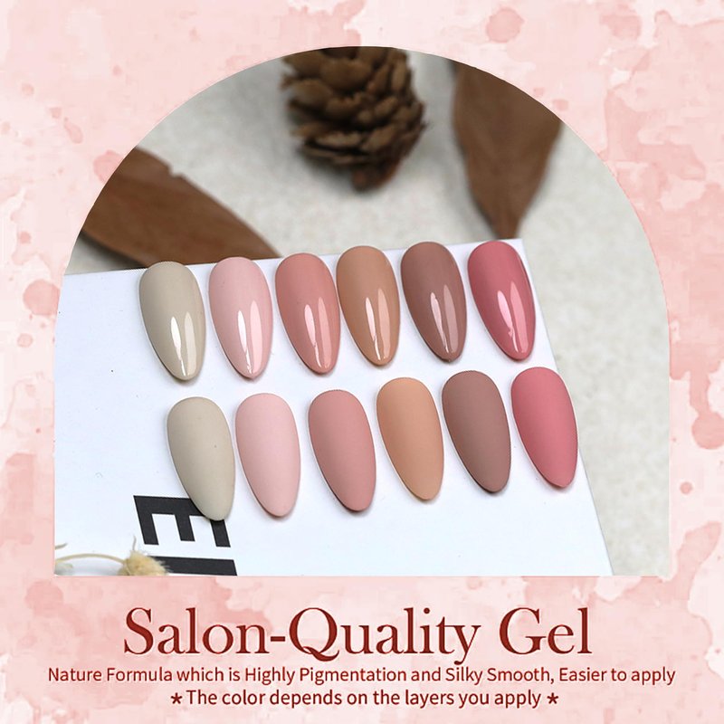XunmotorYao Gel Nail Polish Set, 6 Colors Milky White Nude Pink Polish Kit Soak Off Uv LED Nail Kit Minicure DIY Nails Art for Salon Home Fall Winter Gel Nails Kit