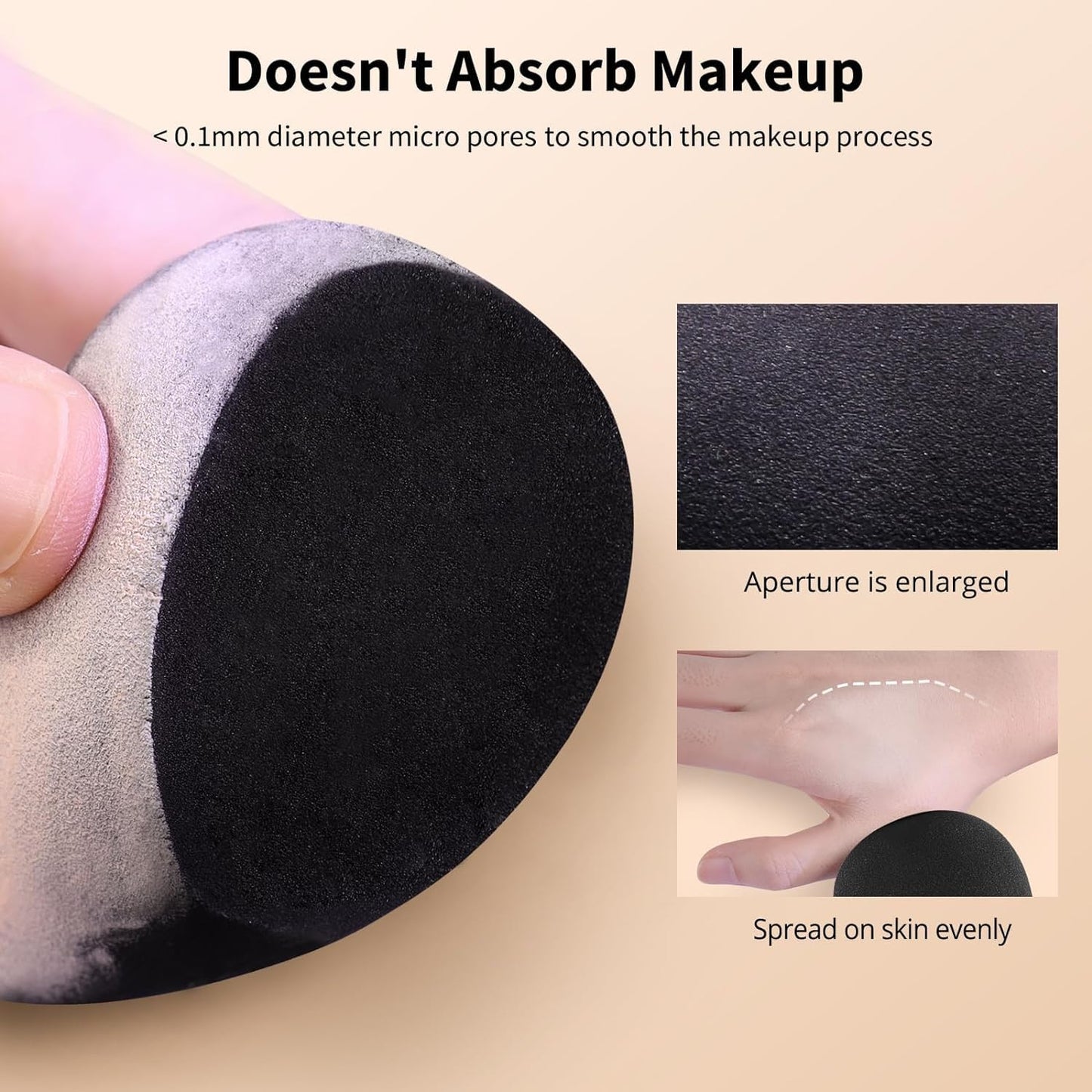 BEAKEY Makeup Sponge Set, 5 Pcs Foundation Blending Sponge, Beauty Sponges Flawless for Liquid, Cream, and Powder, Latex-Free and Vegan Boun Boun Makeup Sponges, Black