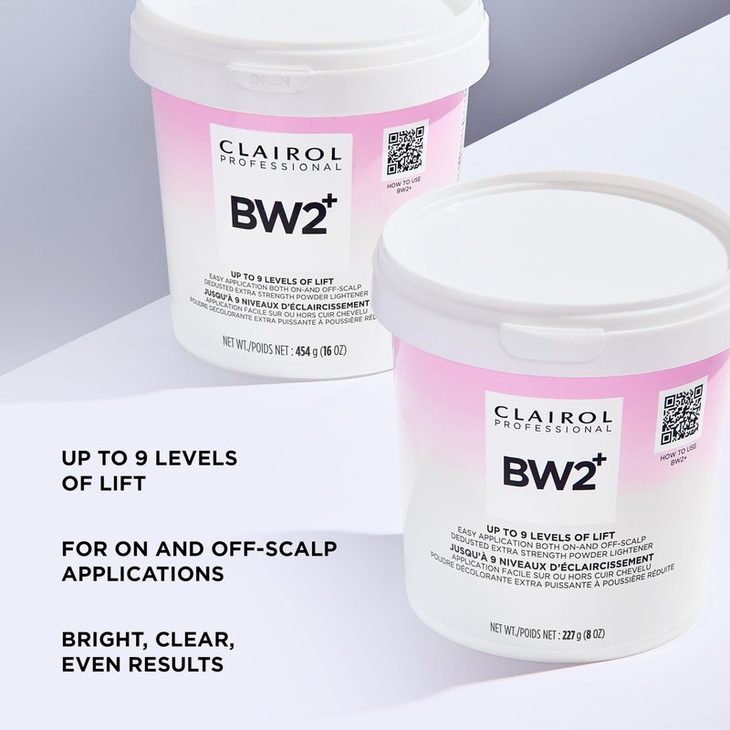 Clairol Professional BW2+ Dedusted Extra Strength Powder Lightener for Hair Highlights, 32 oz.
