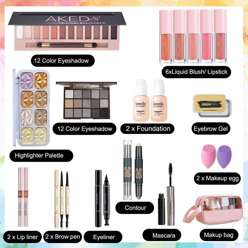Makeup Kit for Women Full Kit, Maquillaje para Mujer en Oferta, Makeup Kit for Teens Includes Foundation Eyeshadow Blush Lipstick etc Make Up Set for Teen Girl Gifts Cosmetic With Storage Bag