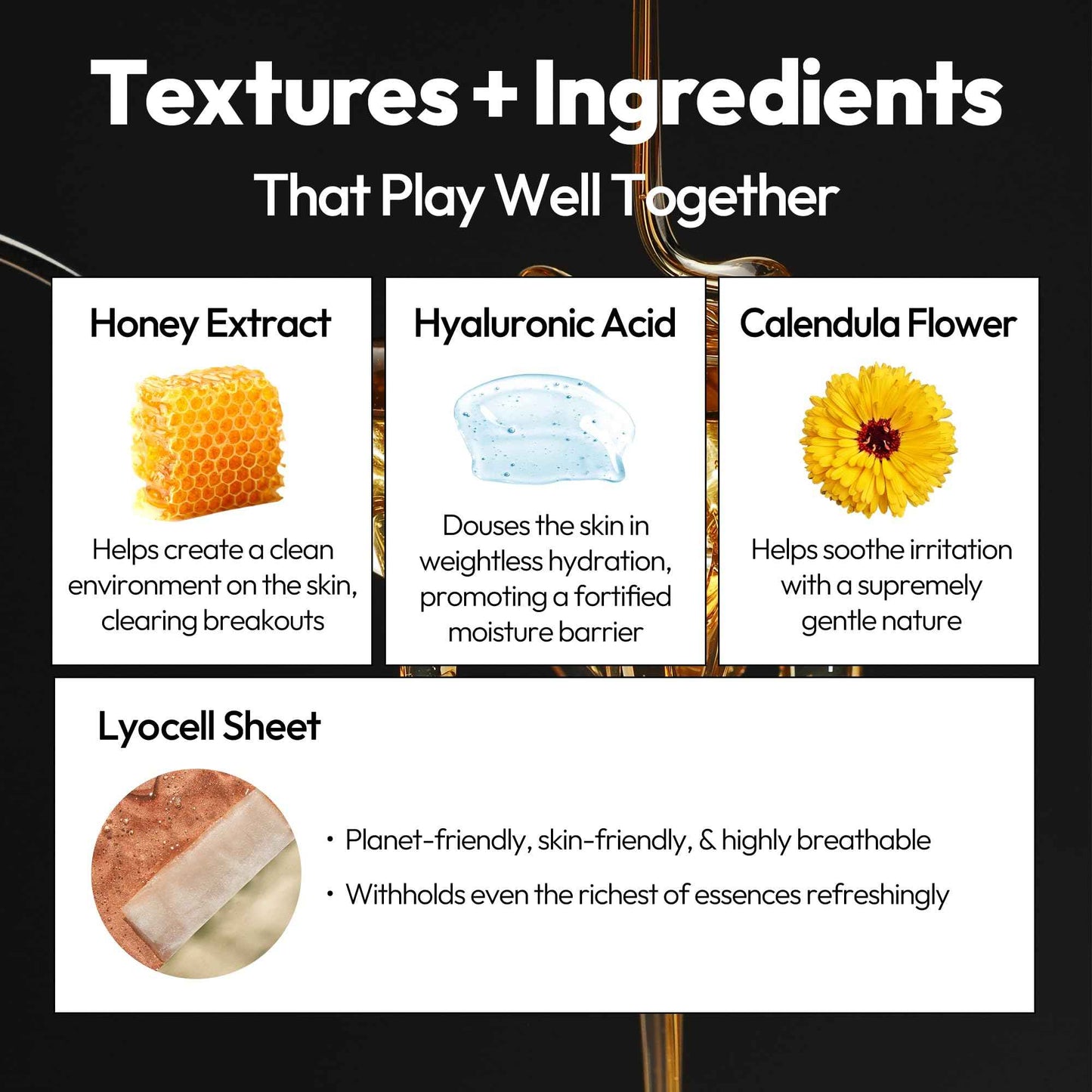 LAPCOS Honey Sheet Mask, Daily Face Mask with Hyaluronic Acid and Antioxidants to Hydrate and Tighten Dry Skin, Korean Beauty Favorite, 5-Pack