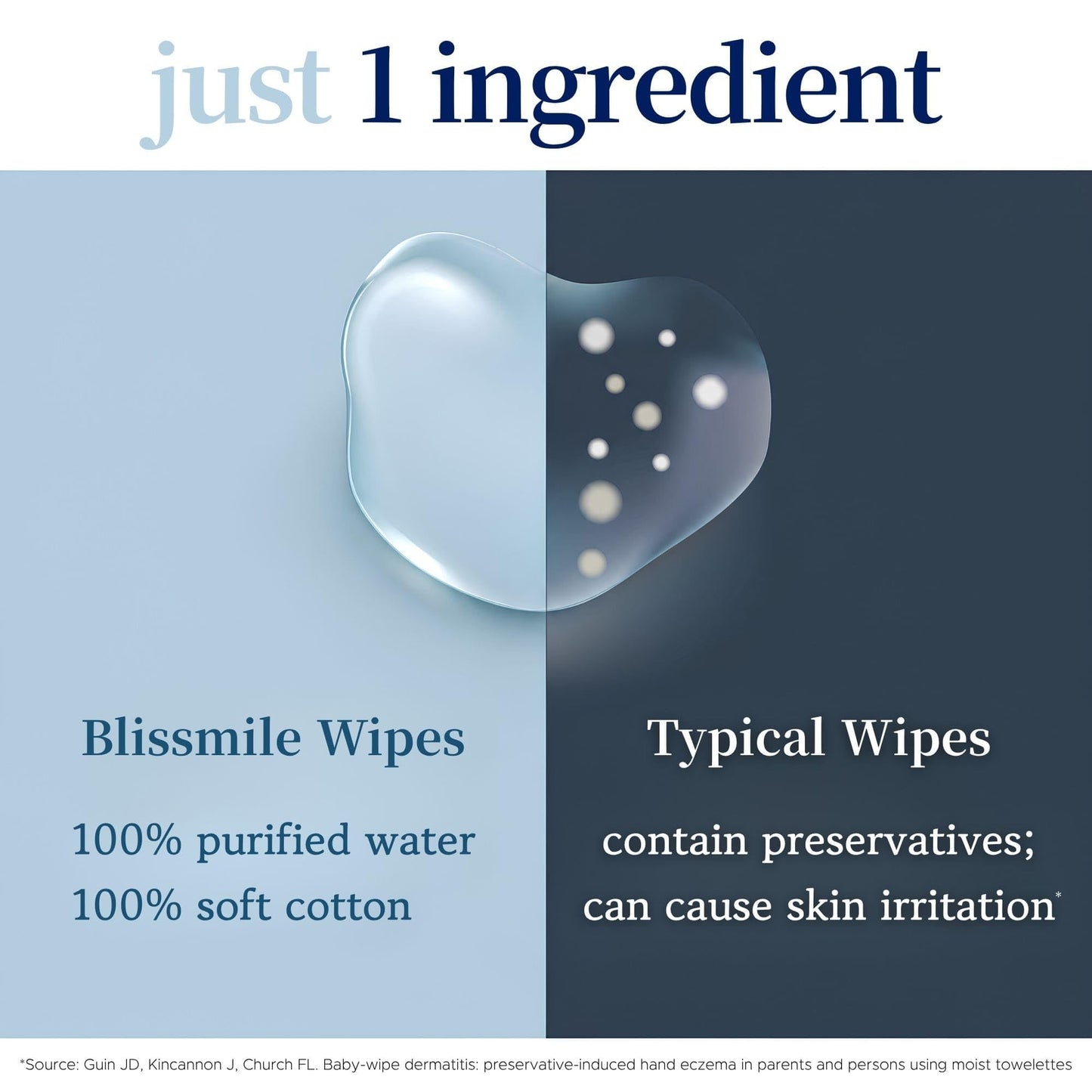 Blissmile 100% Water Wet Wipes, Individually Wrapped Travel Size - Unscented & Fragrance-Free, 100% Cotton - Gentle for Baby, Women & Sensitive Skin - Face, Hand, Body & Feminine Care - 22 ct