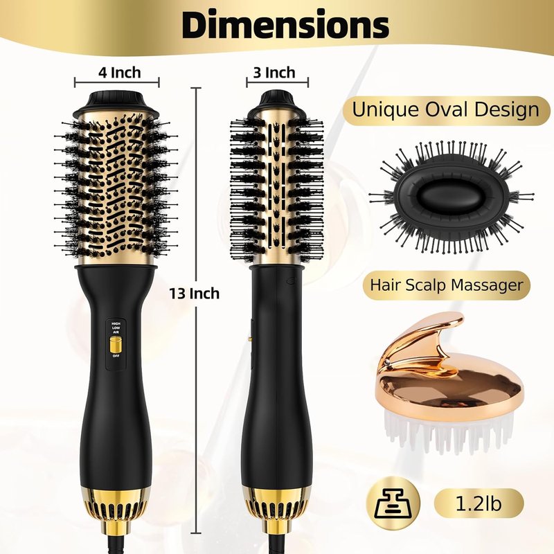 4-in-1 Hot Air Brush - Salon-Grade Styling Tool for All Hair Types | Oval Barrel Design