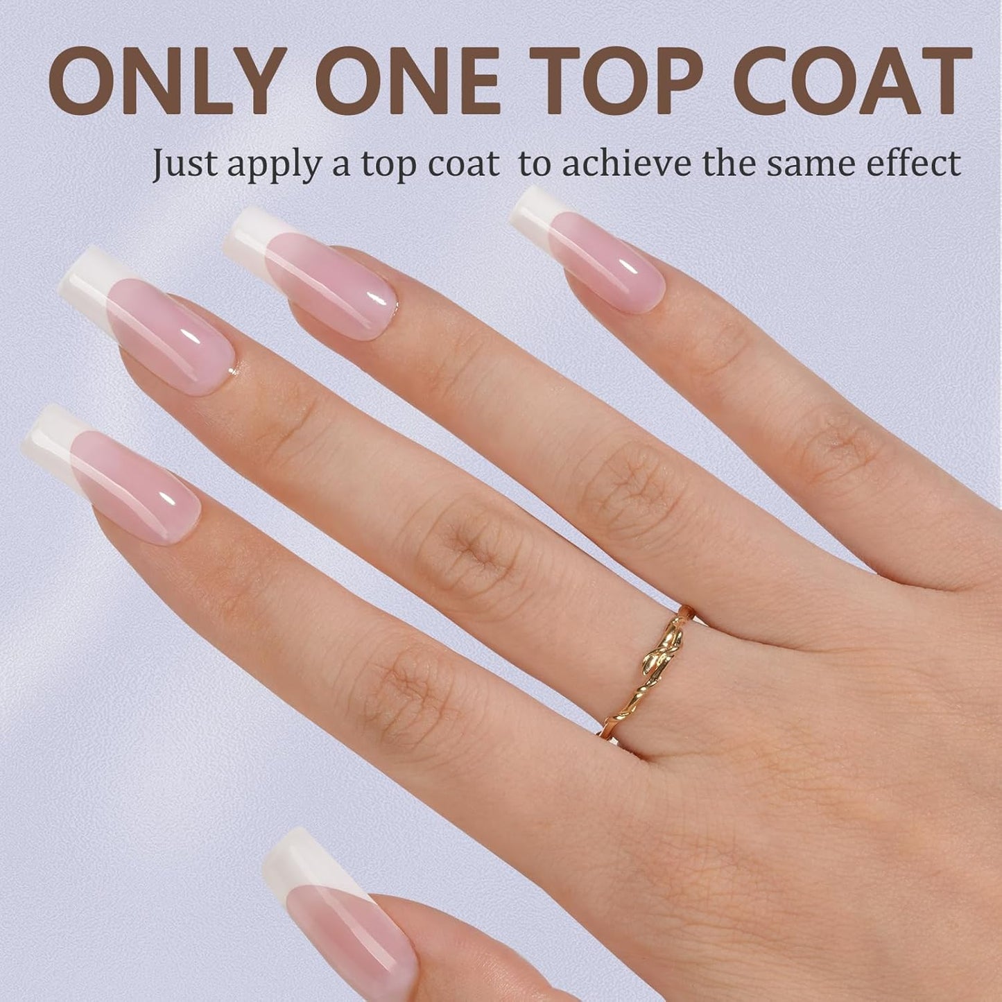 French Gel Nail Tips - 240 Pcs Long Square Pink Press-On Nails | Pre-Filed, No Need to Shape, 15 Sizes for DIY Nail Art