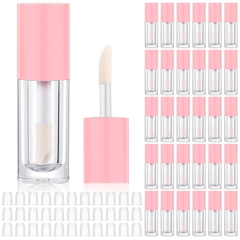 Empty Lip Gloss Tubes - 30 Pcs Pink 6ml Refillable Containers with Wand & Rubber Stoppers | DIY Makeup Kit