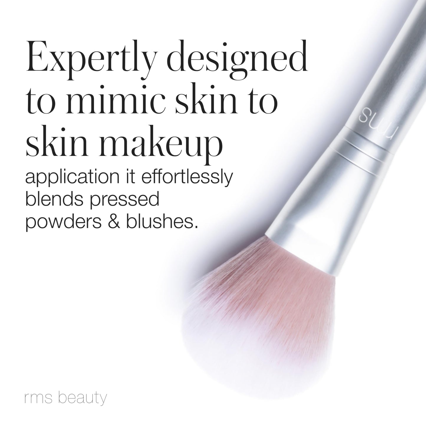 RMS Beauty Skin2Skin Fan Brush - Vegan Synthetic Highlighter Brush for Face & Body - Loose Powder Face Blender for Streak Free Blush & Bronzer