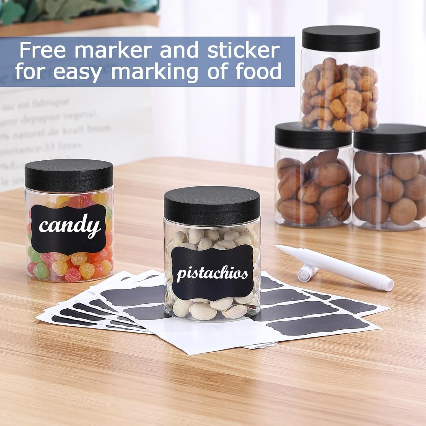 36PCS 8OZ Plastic Jars - Refillable Round Containers with Screw-On Lids for Food, Cream & Lotion | Black