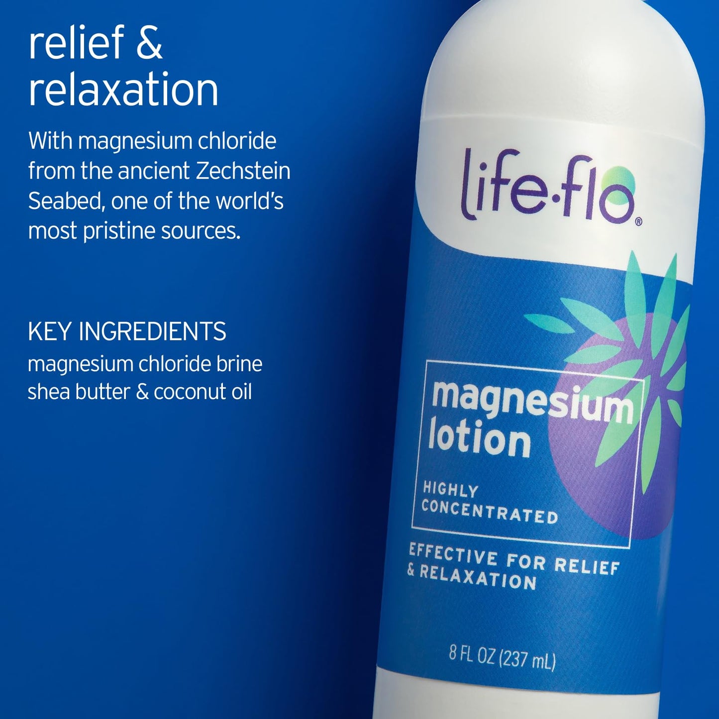 LIFE-FLO Magnesium Lotion and Pure Magnesium Oil Spray Bundle - with Magnesium Chloride from The Zechstein Seabed - 100% Magnesium Oil for Feet and Body and Unscented Lotion, 8 Oz Pack of 2, Unscented