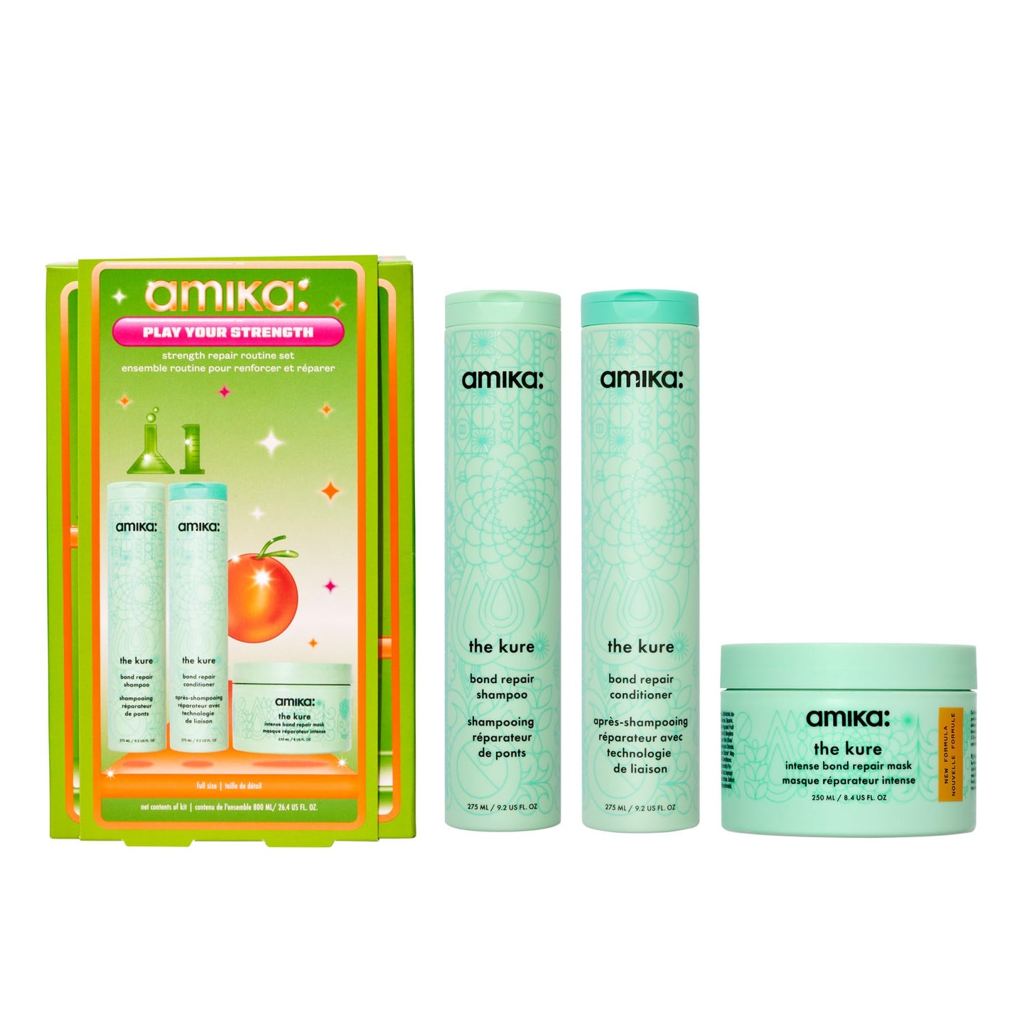 amika play your strength: strength repair routine set