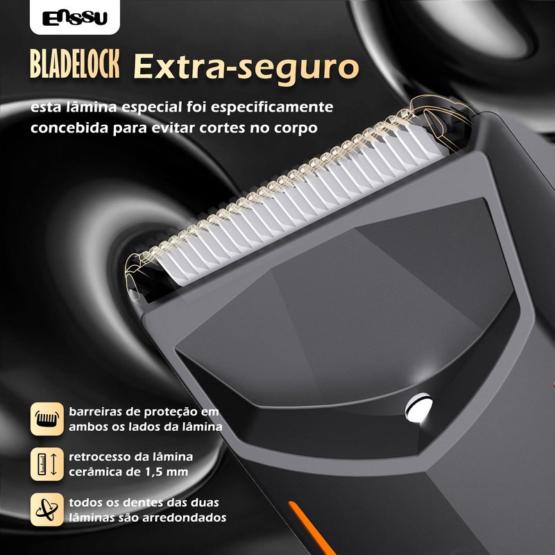 ENSSU Manscape Body Hair Trimmer for Men with LED Light for Balls/Pubic/Groin/Legs/Chest, IPX7 Waterproof Body Groomer with Ceramic Blade, Fast Charging Shaver for Wet or Dry Use
