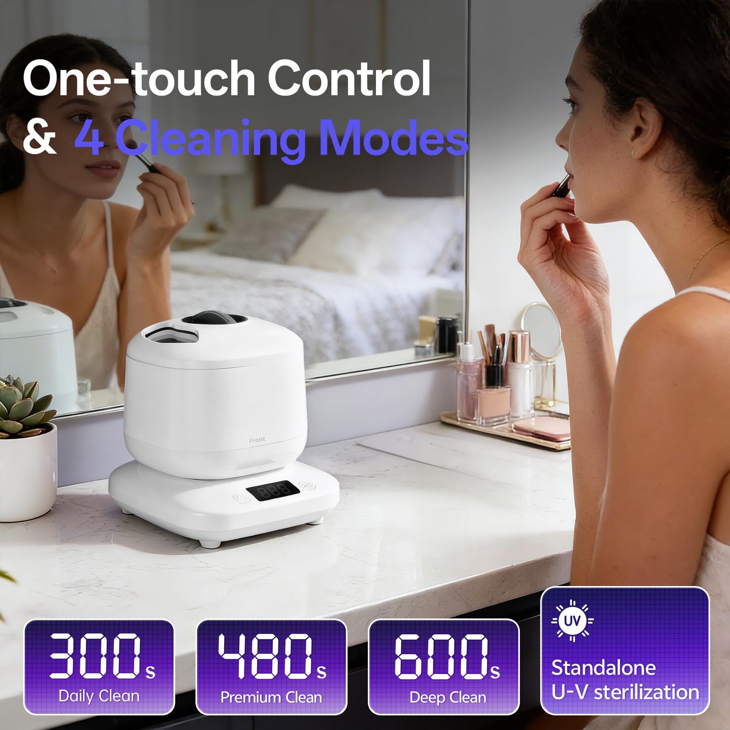 Ultrasonic Jewelry Cleaner with Detachable Tank, Makeup Brush Cleaner Machine