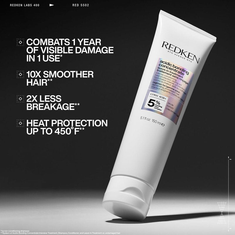 Redken Acidic Bonding Concentrate Leave-In Conditioner | Strengthens Weak & Damaged Hair, Heat Protection & Repair Treatment