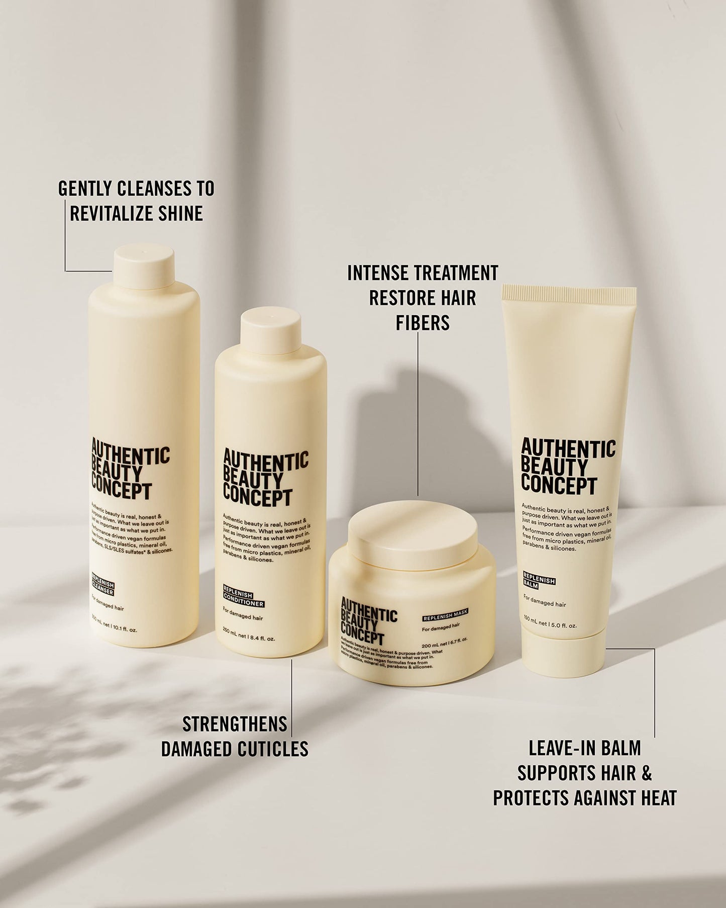 Authentic Beauty Concept Replenish Cleanser | Nourishing & Cleansing Shampoo for Damaged Hair | Strengthens Hair Fiber | Vegan & Cruelty-free | Silicone-free | 33.8 fl. oz.