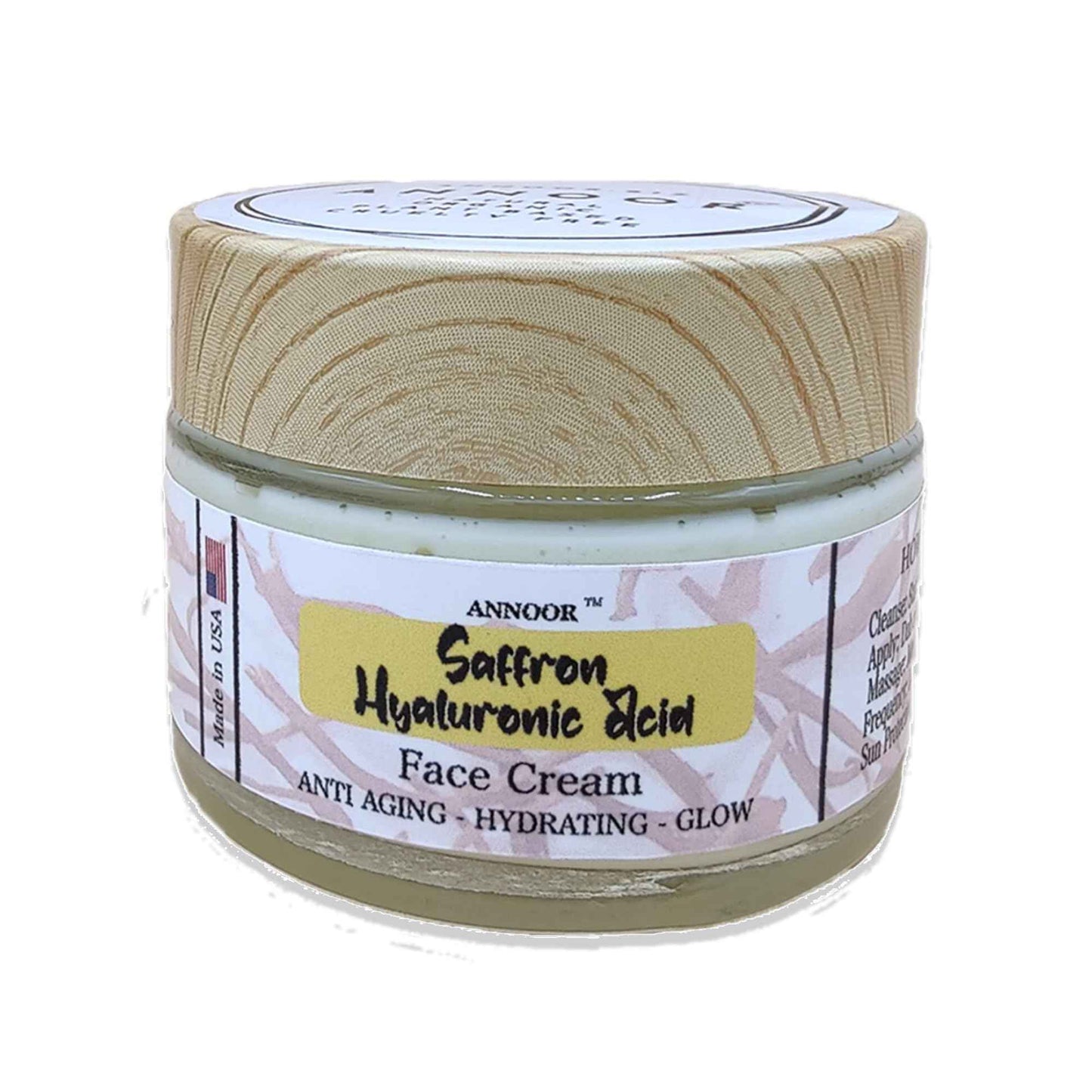 Annoor Saffron and Hyaluronic Acid Face Cream 3 Oz | Anti-Aging - Hydrating - Glowing