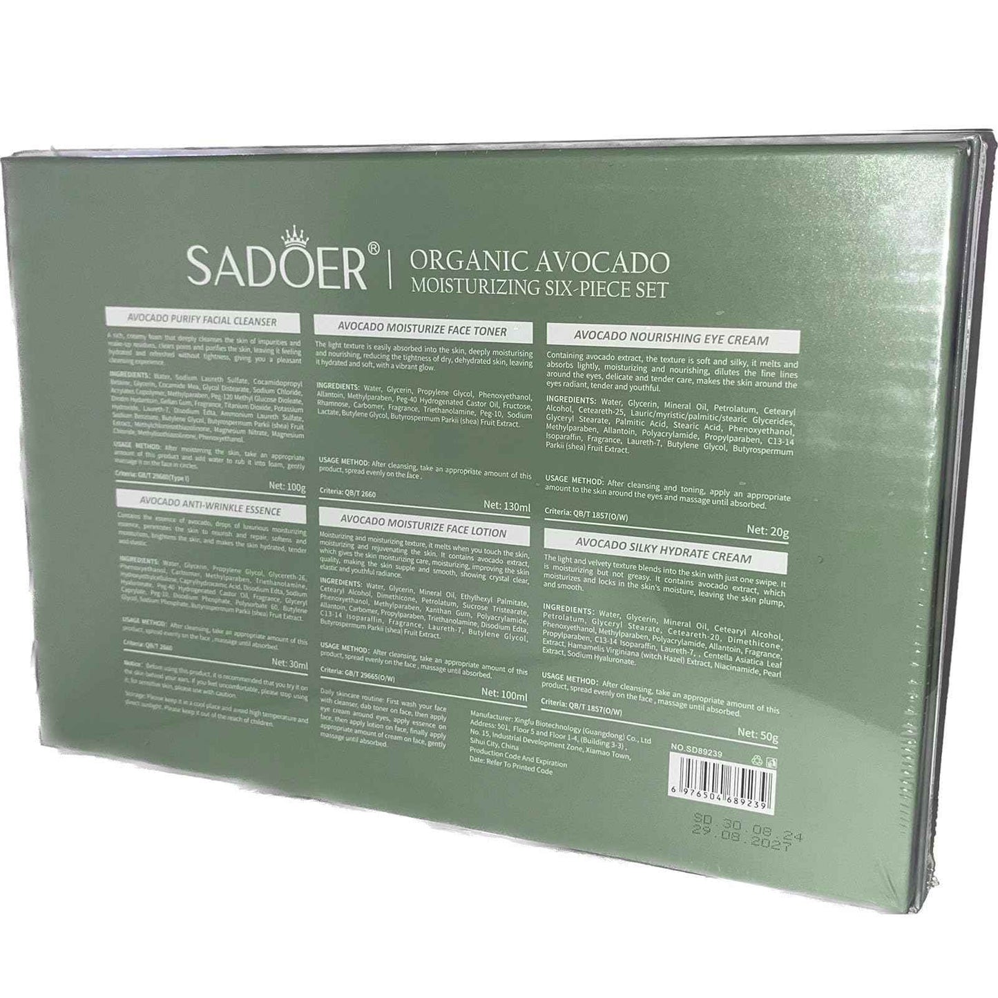 Avocado Skincare Sets, 6Pcs Skincare Gift Set with Facial Cleanser, Face Serum, Face Cream, Eye Cream, Toner, moisturizing Lotion, Skin Care Sets & Kits, Hydrating Facial Kit for women