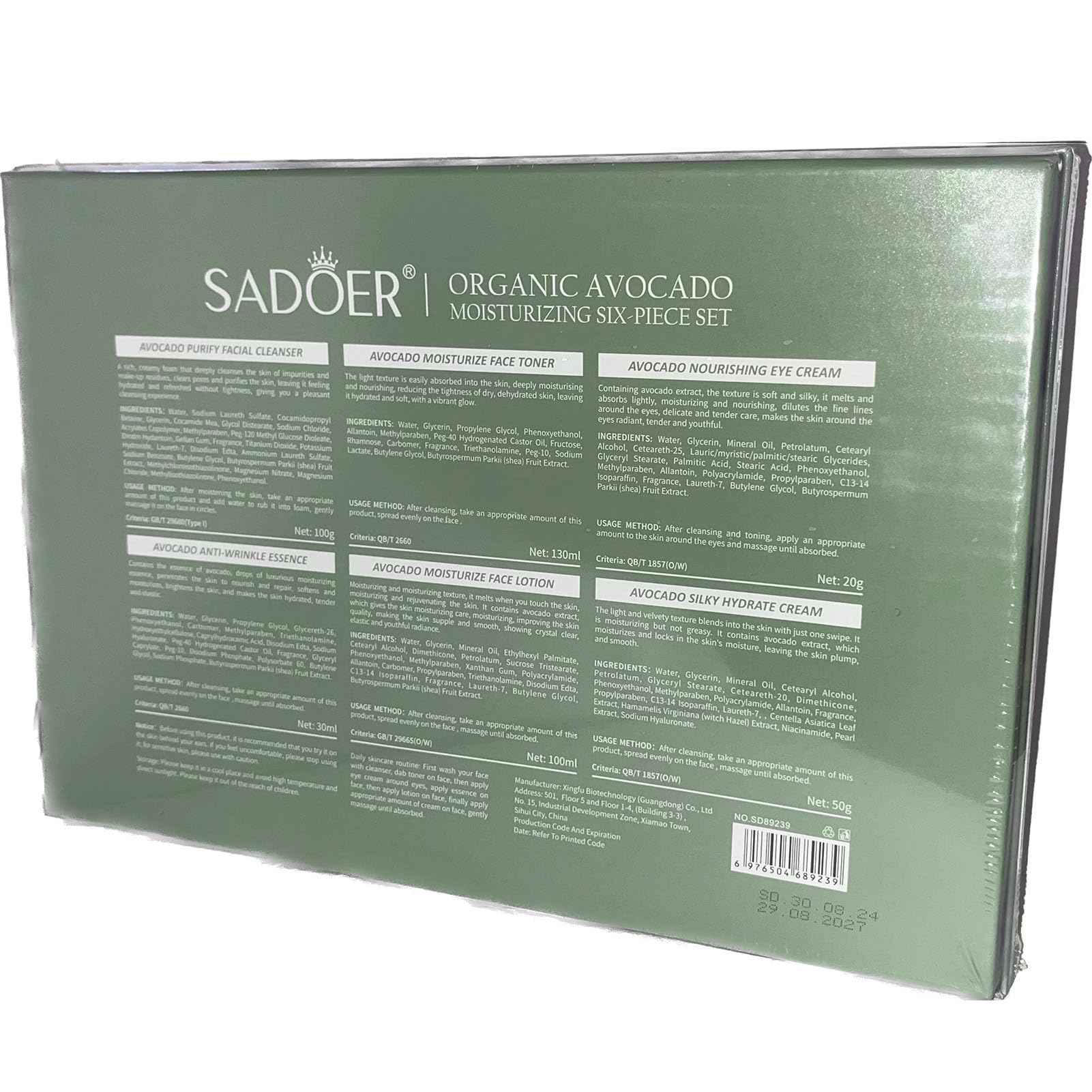 Avocado Skincare Sets, 6Pcs Skincare Gift Set with Facial Cleanser, Face Serum, Face Cream, Eye Cream, Toner, moisturizing Lotion, Skin Care Sets & Kits, Hydrating Facial Kit for women