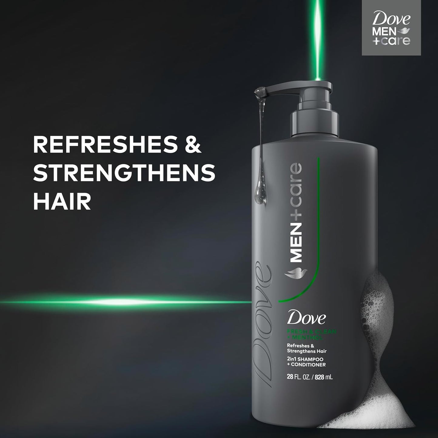 Dove Men + Care Shampoo - Fresh & Clean Hair Refreshing Formula with Menthol | 28 fl oz