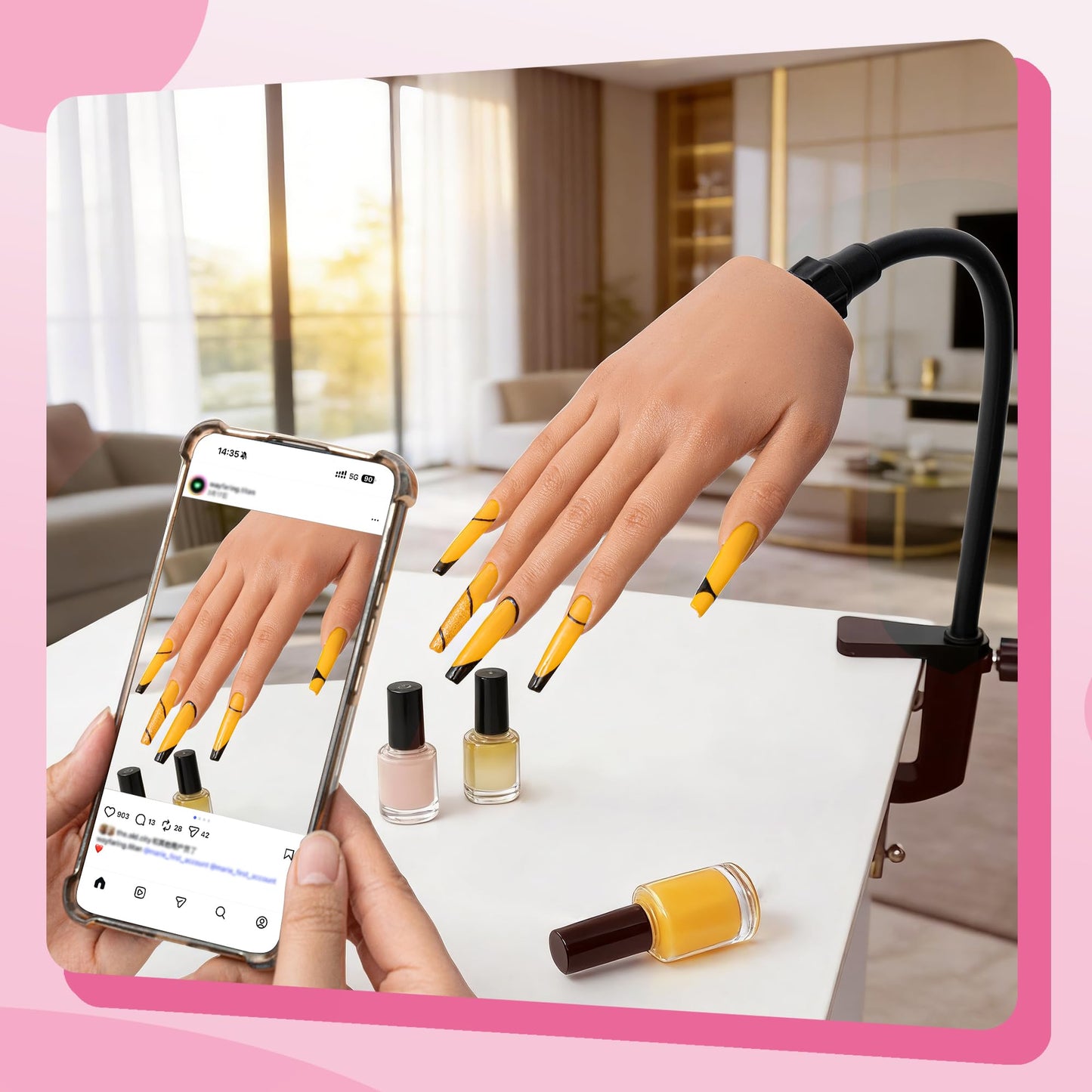 Veikmv Realistic Silicone Practice Hand for Acrylic Nails, Flex Fingers