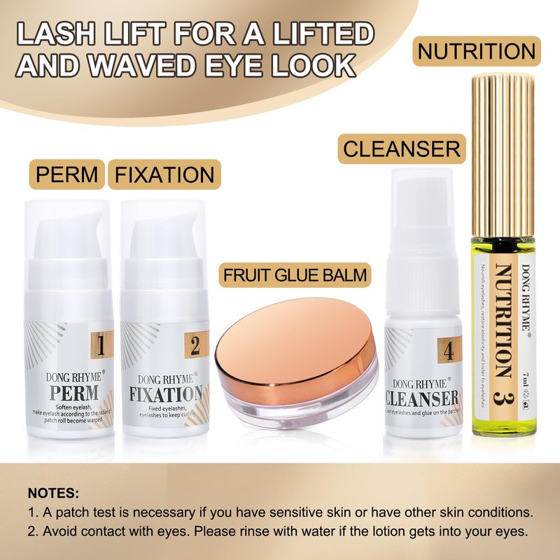 Lash Lift Kit, DONG RHYME Lash Perm Kit with Glue Balm, Professional Lash Curling Kit, Semi-Permanent Eyelash Lifting Curling Perming Wave, Brow Lamination Eyelash Perm Kit DIY at Home