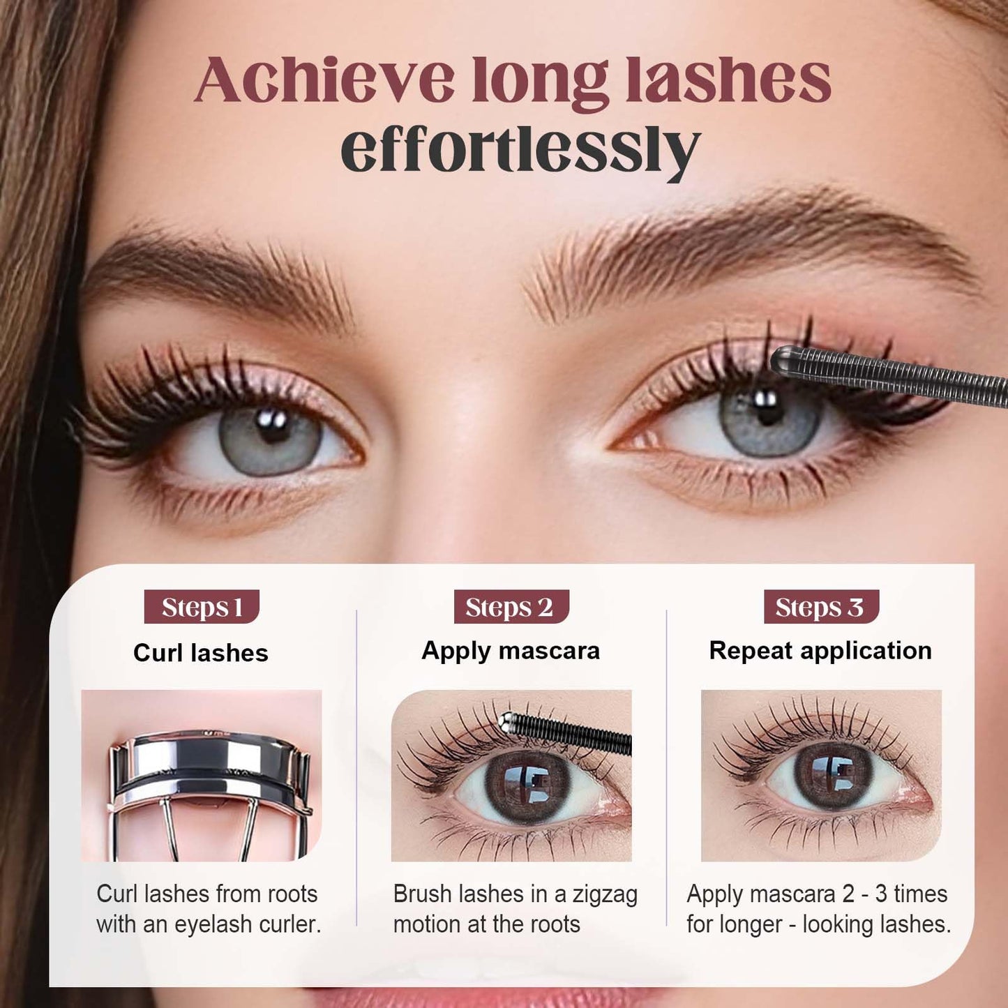 Steel Tube Eyelash Primer, 2026 New Curling Steel Pipe Metal Wand Mascara Black for Volume and Length, Mascara for Older Women 60 Plus, Non Clumping Long Wear Non-Smudged