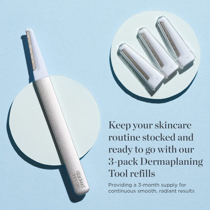 Dermaplaning Replacement Blades - 3 Pack Face Razor Refills for Women | Exfoliating Tool for Peach Fuzz Removal