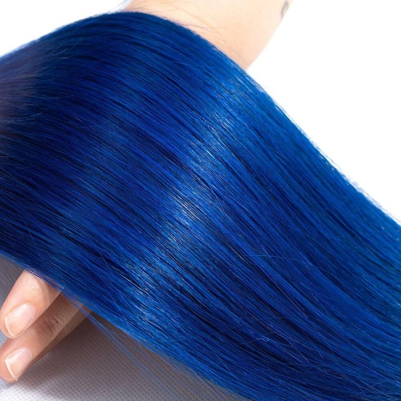 Ombre Blue Bundles Human Hair 18 20 22 Inch Straight Light Blue Human Hair Bundles 3 Bundle12A Unprocessed Brazilian Virgin Hair Quick Weave for Black Women