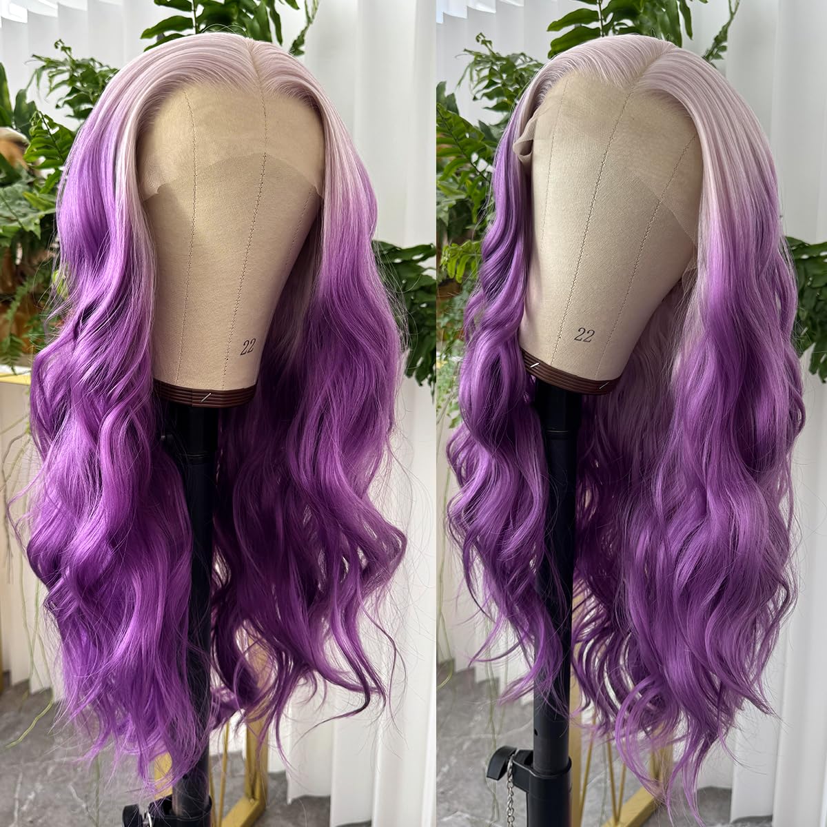 Missyvan Long Ombre Purple Lace Front Wigs for Women Body Wave 13X4 HD Lace Front Wigs Glueless 28 Inch Soft Natural Hair Line Baby Hair Heat