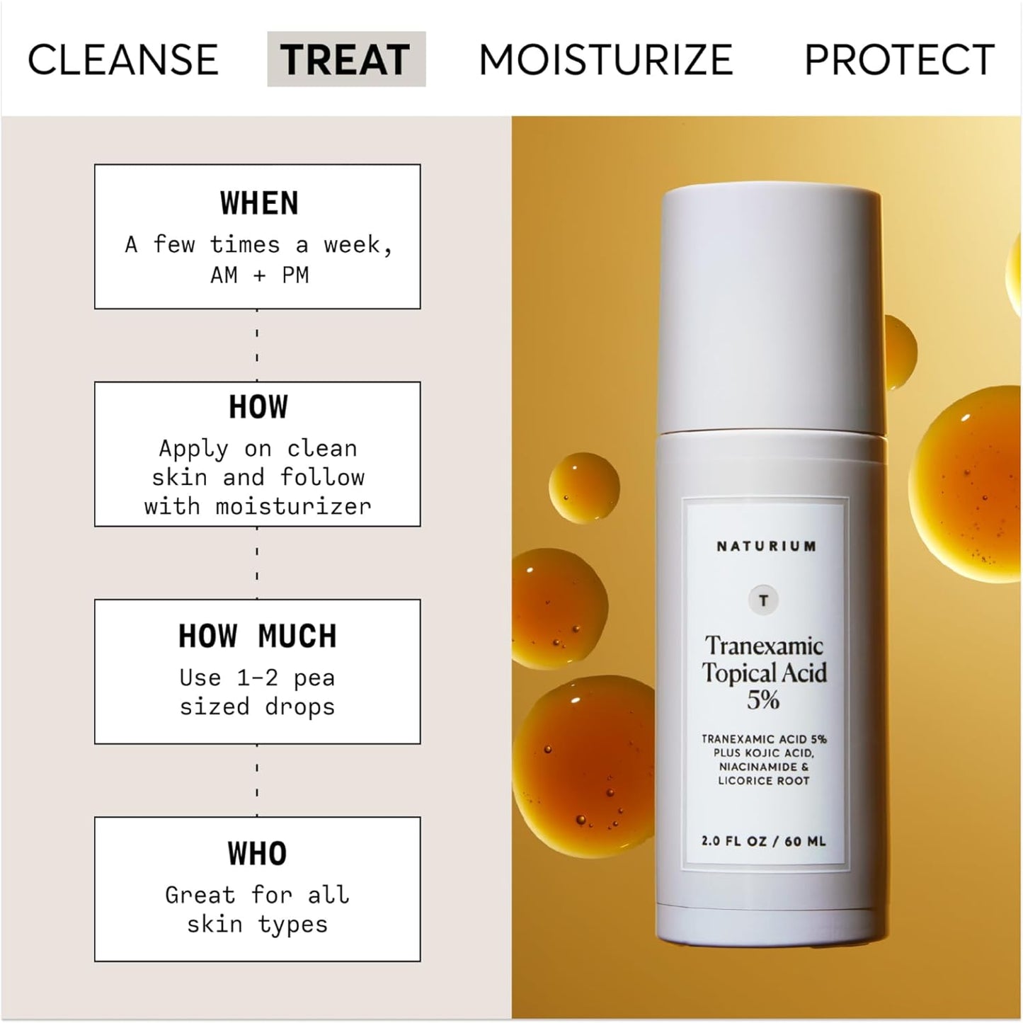 Naturium Tranexamic Acid 5% - Brightening Face & Skin Care with Kojic Acid, Niacinamide & Licorice Root | 2 oz