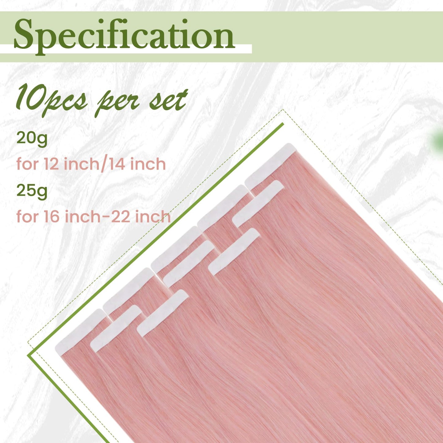 RUNATURE Pink Tape in Hair Extensions Human Hair 14 Inch 20g 10pcs