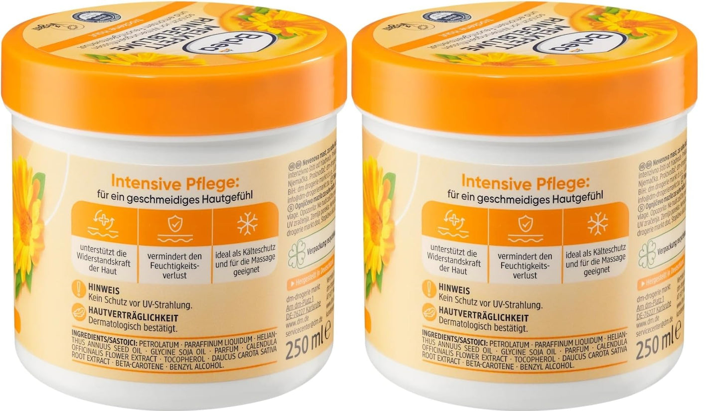 2PCs of Balea Melkfett Milking Grease - Calendula Gel-Cream - Protects Skin Against Environmental Damage/Stress from Cold, Wind, Rain etc, 250ml (Total of 500ml)