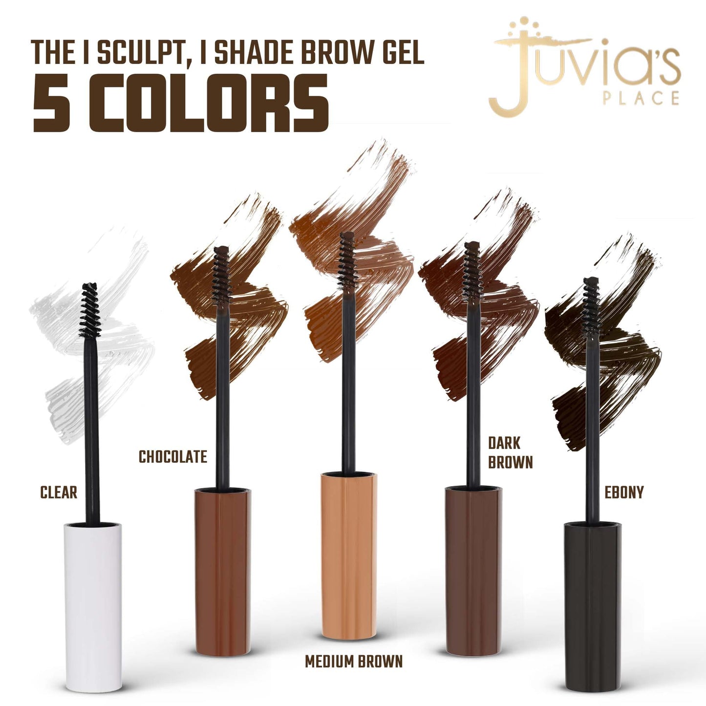 Juvia's Place iSculpt, iShade Eyebrow Gel - Dark Brown, Waterproof Gel for Eyebrows, Brows Enhancer Makeup, Brows Filler makeup, Tinted Brow, Advanced Eyebrow Definer