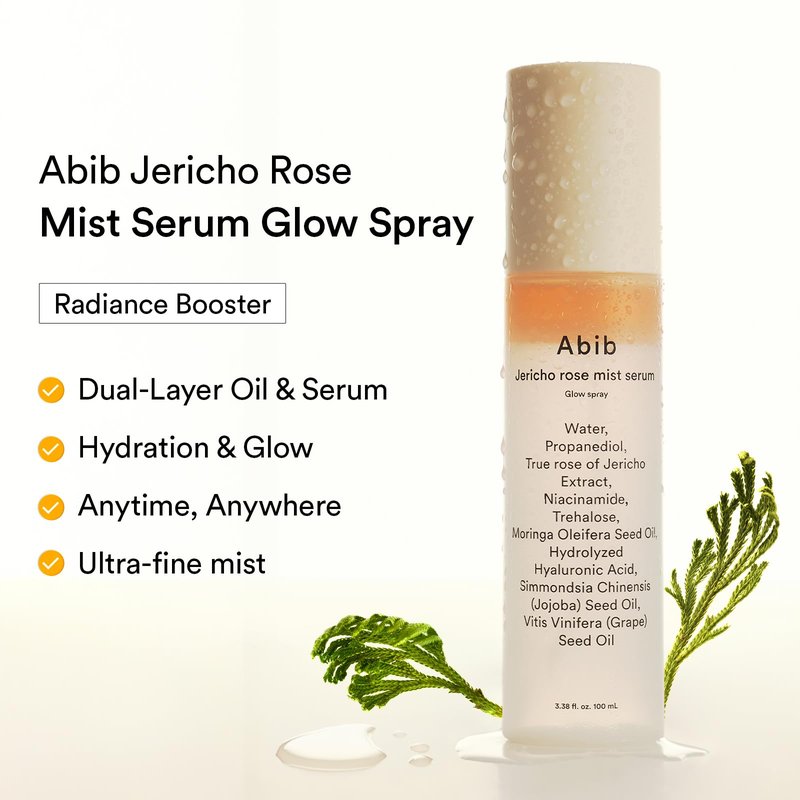 Abib Jericho Rose Mist Serum, Glow Spray 3.38 fl oz I Vegan Collagen, Creamides I Face Moisturizer, Radiance Booster, Korean Skincare I 4 Types of Seed Oil