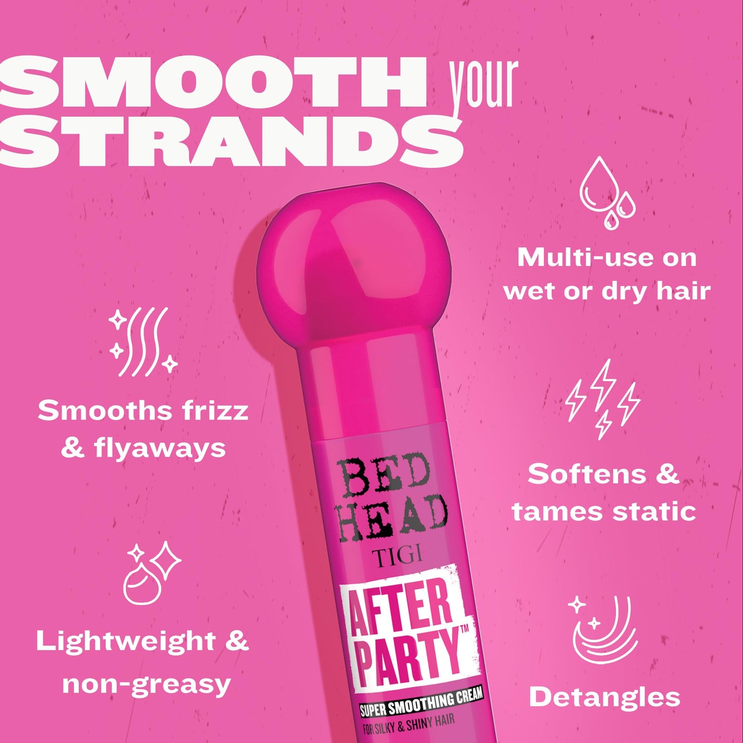 TIGI Bed Head After Party Smoothing Cream 2-Pack – Ultimate Frizz Control Hair Care Products for Smooth, Shiny Hair, Summer Fruit Medley Scent, 3.38 Oz Ea